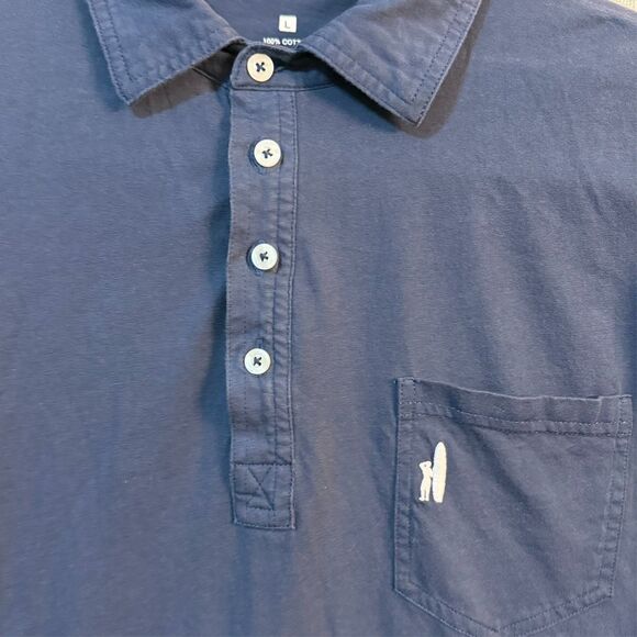 Johnnie O Hangin Out Mens Large Solid Blue Performance Stretch Polo Short Sleeve - Picture 3 of 9